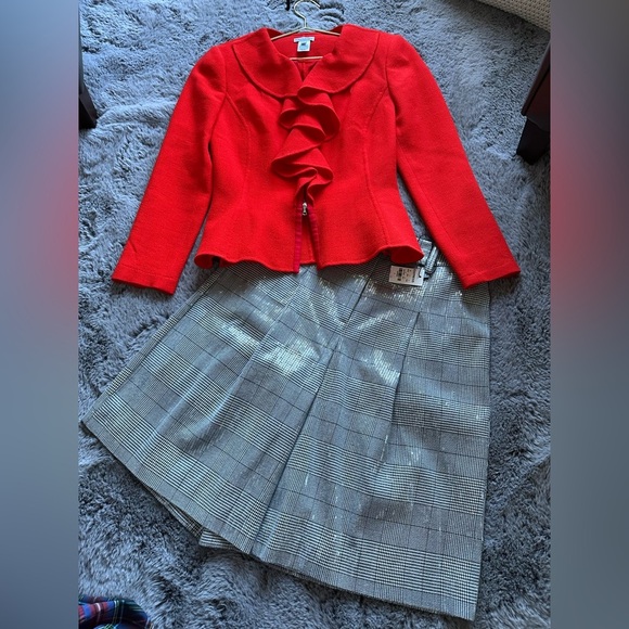 Stunning Oscar de la Renta Red Long-Sleeve Jacket  two-way zip front Blazer SZ 4 - Picture 13 of 13